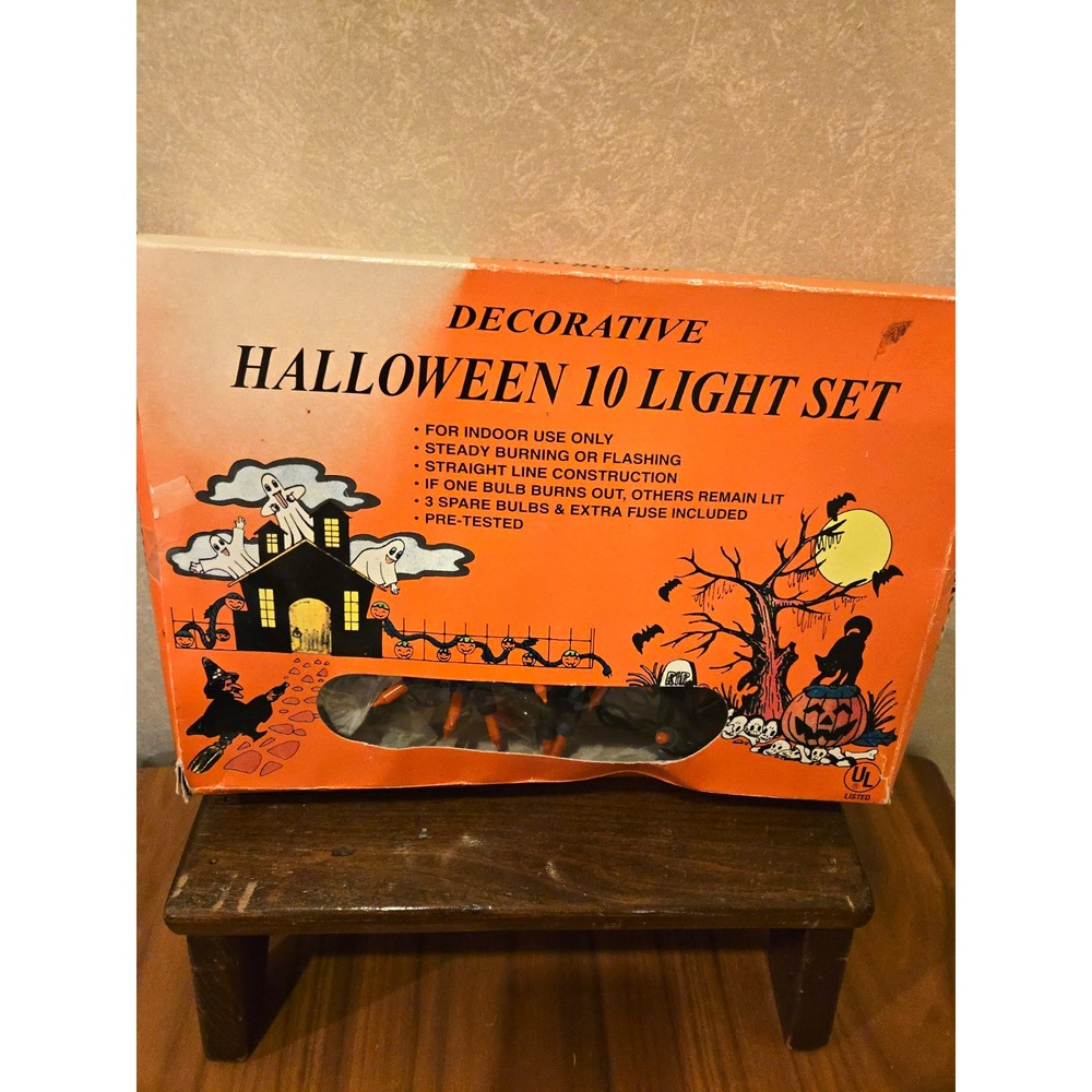 Halloween Orange Novelty String Lights 10-Light Indoor Incandescent UL NOS Unusd
